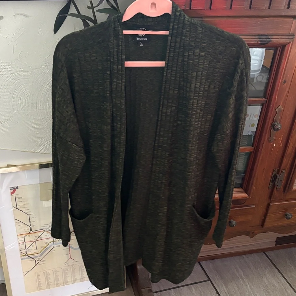 Bobeau Forest Green 3/4 length Cardigan  Large - Picture 5 of 7